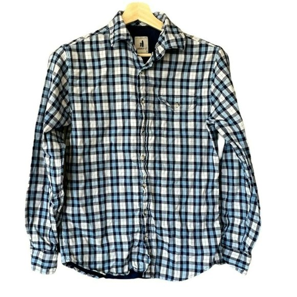 Johnnie-O Blue Plaid Lined Flannel Button Up Shirt Mens S‎ - Picture 1 of 4